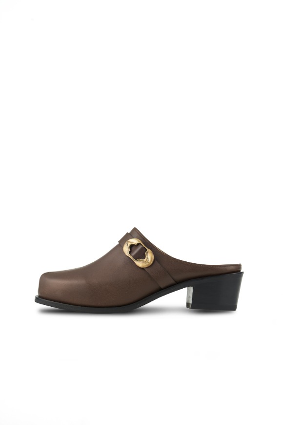 Brown Clogs w/ Round Buckle